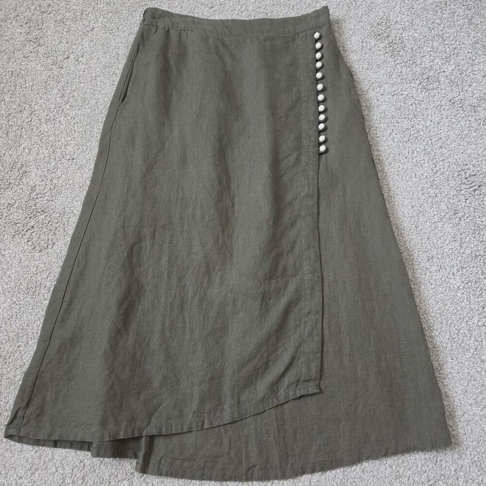 Minimalist Earth Tone Linen Skirt with Button Detail